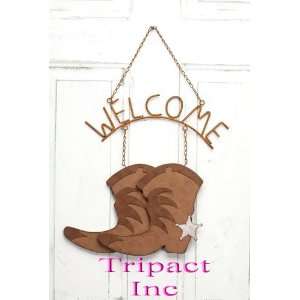  16 Metal Rustic Home Décor Western Boot Welcome Sign 