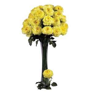   Looking 31 Large Rose Stem (Set of 12) Yellow Colors   Silk Flower