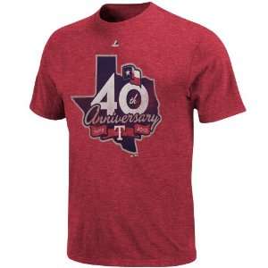  Texas Rangers 40th Anniversary T Shirt   Red