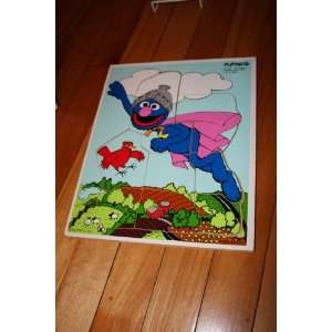 Super Grover Puzzle (10 Piece Wood Style Puzzle) Heavy Duty