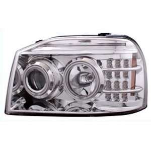  AnzoUSA 111171 Chrome Clear/Amber Projector Halo Headlight 