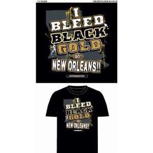  New Orleans Football I Bleed Black and Gold Black T 