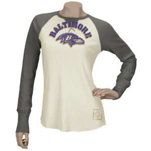 Baltimore Ravens Womens Retro Sport Stencil Thermal Long Sleeve T 