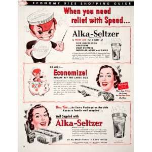  1952 Ad Alka Seltzer Speedy Character Indigestion Headache 