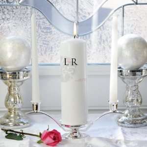  4 Piece Simply Chic Unity Candle and Stand Set in White 