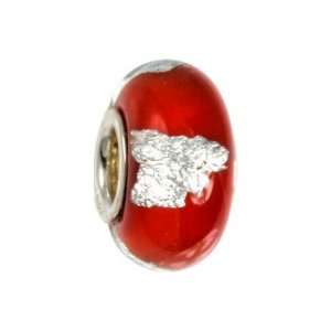  IMPPAC red Silverline Murano Style Glass Bead, Berry, 925 