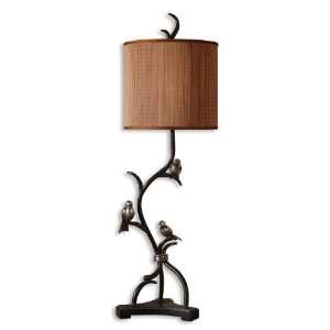   Three Little Birds Lamp In Metal Branches Finished In Rustic Bronze