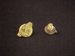   Antique Pins Gold Colored Metal Eagle and Feather Pin Backs  