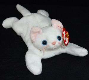 TY Beanie Baby FLIP White Cat Blue Eyes 7 MWMT  