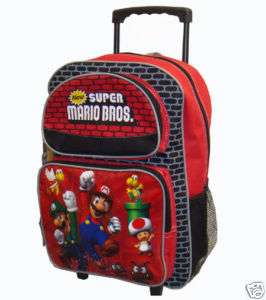 Super Mario Bros Large Rolling Backpack 16 x 11  