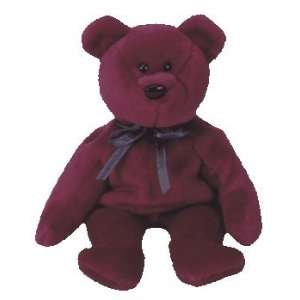 Ty Colored Teddy Cranberry New Face Style Beanie Baby   Rare & Retired 