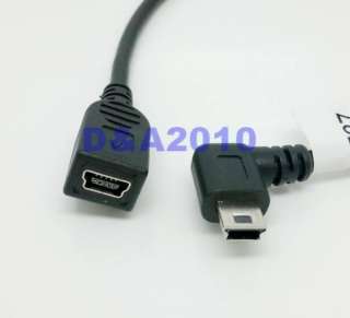 Mini USB 5 Pin female   male left angle extension cable  