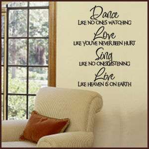 DANCE LOVE SING LIVE Vinyl Wall Decal LARGE  