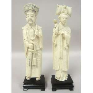  Pair of Ivory Okimono, Emperor and Empress