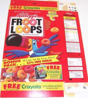 1991 Froot Loops Kelloggs Cereal Box gg100  