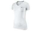 Nike Pro Combat Dri Fit V neck Fitted T Shirt Women BLACK Lady Size XS 