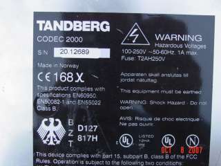 TANDBERG CODEC 2000 ISDN VIDEO CONFERENCING UNIT  