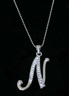 LETTER INITIAL ALPHABET NECKLACE CLEAR CRYSTALS LARGE  