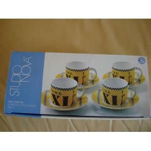 Studio Nova New York Taxi Espresso Cup & Saucer Set of 4 
