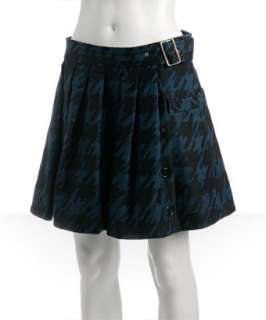 Marc by Marc Jacobs indigo houndstooth pleated belted skirt   