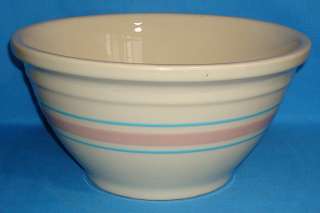 Vintage McCoy Pink & Blue Stripe #10 Mixing Bowl  
