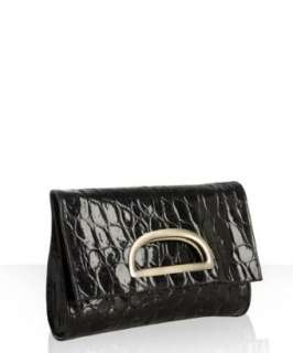 Jalda black new croc Audrey convertible clutch   