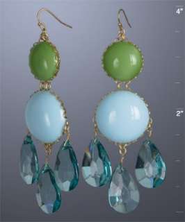 David Aubrey blue resin cabochon drop chandelier earrings   up 