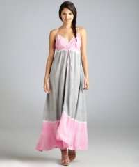    pink and grey tie dye silk crepe maxi dress  
