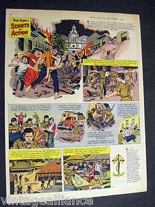 Vintage comic strip of Boy Scout Rescue Earthquake in San Salvador 