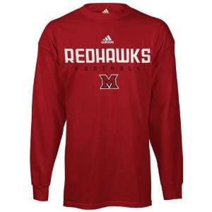   Miami University RedHawks Red Sideline Long Sleeve T shirt Sports