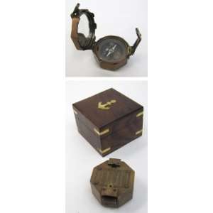  Solid Brass Brunton Compass, Navigational Tool, 2 1/2 