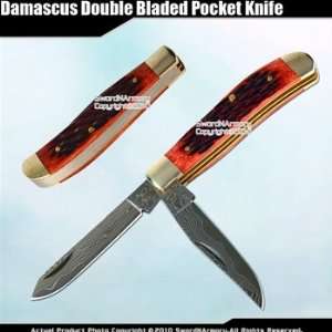 Damascus Steel Double Blades Gentlemen Folding Pocket 