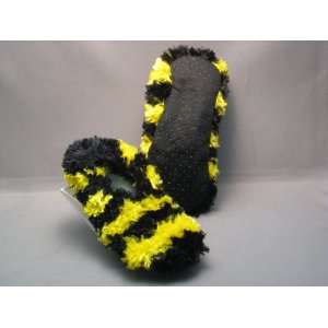  Fuzzy Black and Gold Pittsburgh Football Slippers Size 