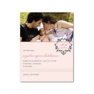  Girl Birth Announcements   Leafy Frame By Good On Paper 