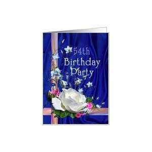    54th Birthday Party Invitation, White Rose Card Toys & Games