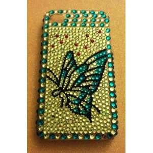  iPhone 4 Case Blink Diamonds Exquisite Blue Butterfy with 
