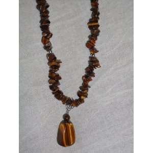  Tiger Eye Pendant with Tiger Eye Chunk Chain Everything 