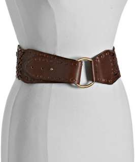 Fashion Focus brown braided leather wide belt