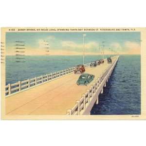  1930s Vintage Postcard Gandy Bridge between St. Petersburg 