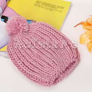 Korea Girl Winter New Knit Beanie Hat Crochet Skull Cap Beret w/ Poms 