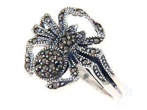 Marcasite Spider Ring   Sterling Silver Size 6  