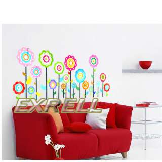 Colorful Flower Room Mural Wall Paper Sticker Decal DIY  