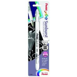 Pentel Arts Sunburst Gel Pen, Medium Line, Permanent, White Ink, 1 