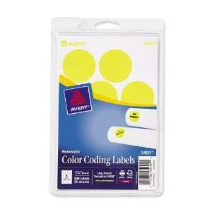  Avery Round Color Coding Label   Yellow Glow   AVE05499 