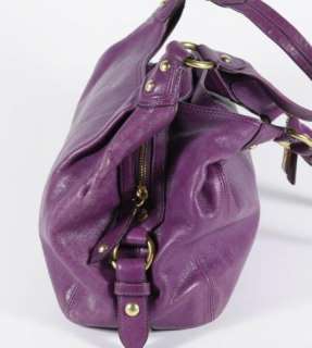 Coach Purple Leather Maggie Hobo Satchel Shoulder Bag Handbag Purse 