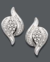 Diamond Earrings, 14k White Gold Diamond Cluster Earrings (1/2 ct. t.w 