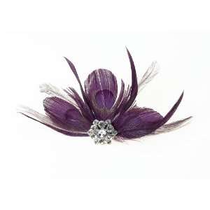  JL231PL   Feather Hair Clip   Plum Beauty