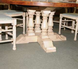 Round Farmhouse Painted Kitchen Dining Table Oak  