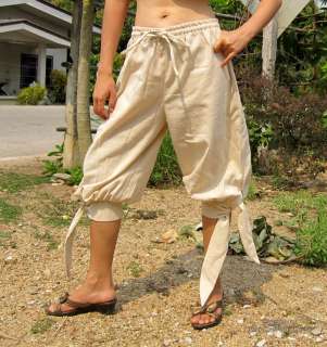 Capri Buccaneer Tied Leg Cotton Pants Pearl White sz M  