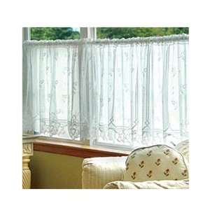 30 Long Heirloom Lace Tier Curtain   Sheer White 